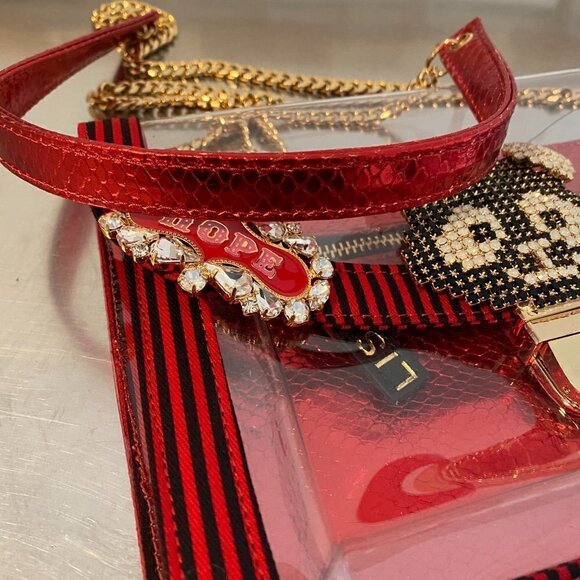 Lisa C Bijoux Swarovski PVC Crossbody Italy NWOT - Picture 6 of 10